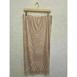 Afrm AFRM Felix Power Mesh Skirt In Nude Placement Zebra plus Size xl